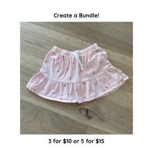 Carters Girls Pink Flamingo Print Draw String Cotton Skort Skirt Size 4T